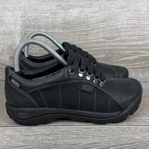Keen Presidio Women’s Sz 7 Waterproof Black Leather Low Top Lace Up Hiking Shoes